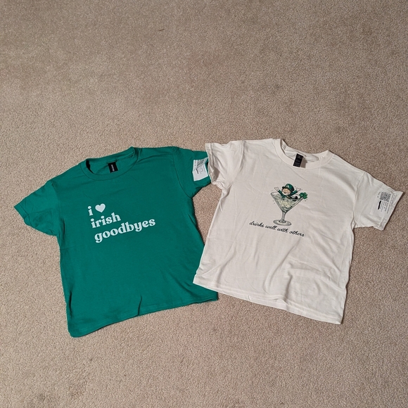 NWT St. Patrick's Day Women's Y2K Babydoll Set Of 2 Tshirts | Side XS - Picture 2 of 2